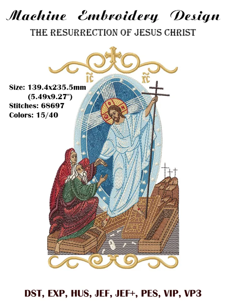 The Resurrection icon embroidery design