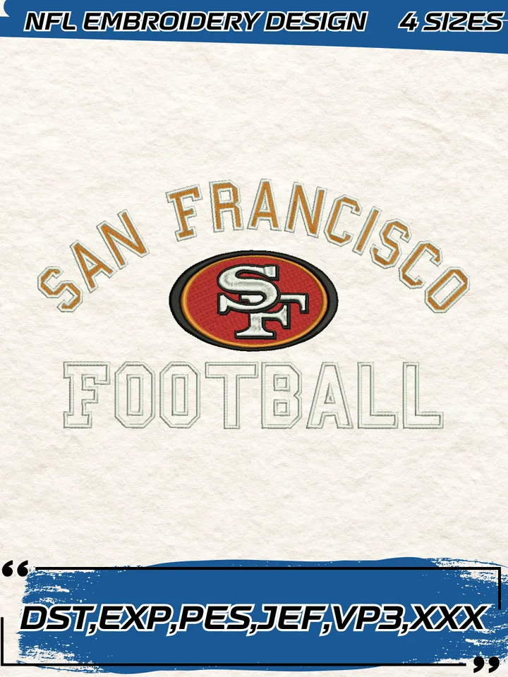 San Francisco 49ers Embroidery Designs, Football Team NFL Machine Embroidery Digitized Pes Files, 4 Sizes, Digital Download