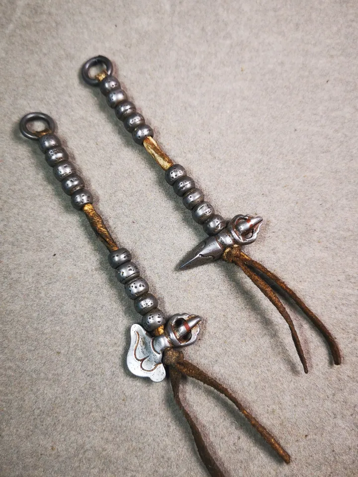 Gandhanra Handmade Tibetan Buddhist Mala Counters,Prayer Bead Counters,with Kartika and Kila Pendant,Made of  Cold Iron