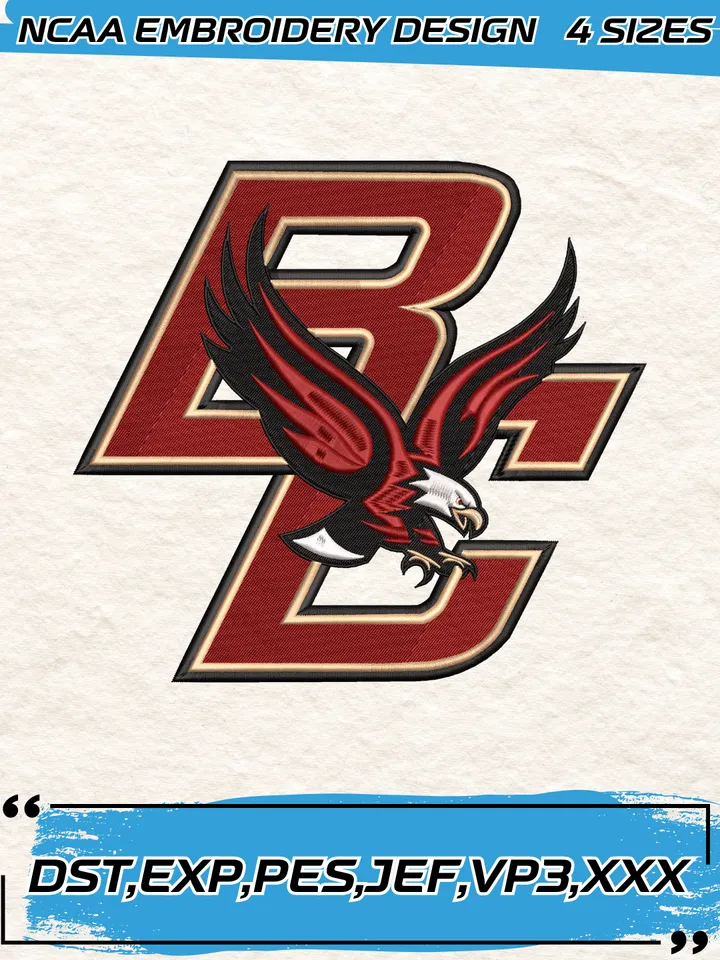 Boston College Eagles Logos Embroidery Design,NCAA Logo Embroidery Design,Machine Embroidery Design File,4 Sizes, Digital Download