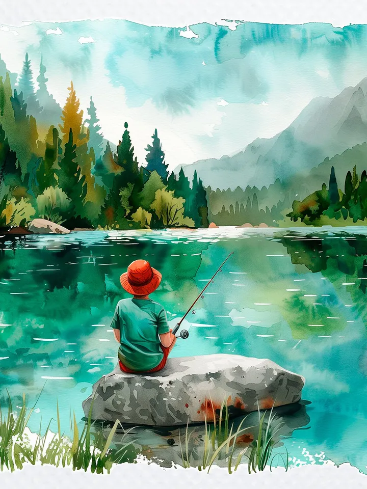 20 PNG Kid Fishing Clipart Bundle, Little Boy Fishing, Watercolor clipart for sublimation , Digital download, Paper craft, Junk Journal