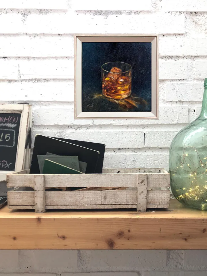 Whiskey Original Painting Glass of Whiskey Art Cocktail Painting Drinks Wall Art