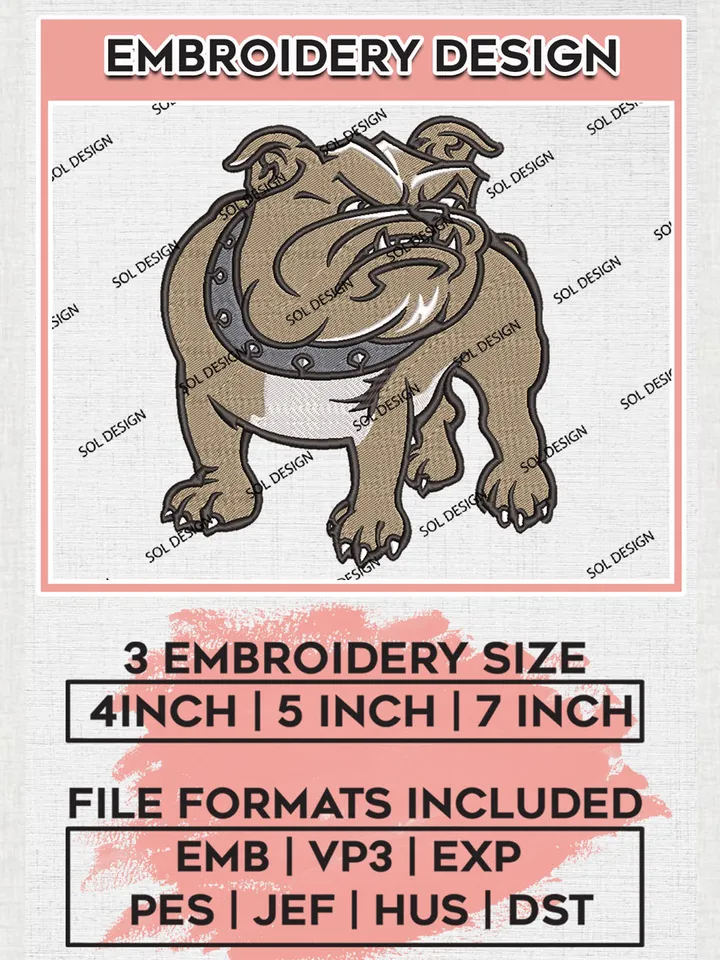 NCAA Bryant Bulldogs College Football Team Mascot Logo embroidery designs, NCAA Bryant Bulldogs Logo Machine embroidery files, NCAA Team Logo embroidery designs, NCAA Game Day Machine embroidery designs, Digital Download