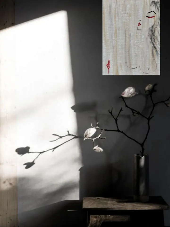 Naked woman painting Original art Wabisabi interior