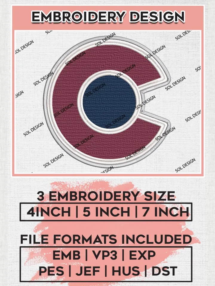 Colorado Avalanche NHL Embroidery Designs, NHL Colorado Avalanche Team Logo Embroidery, Hockey Logo Embroidery Files, NHL Embroidery Designs, NHL Machine Embroidery Designs, Digital Download