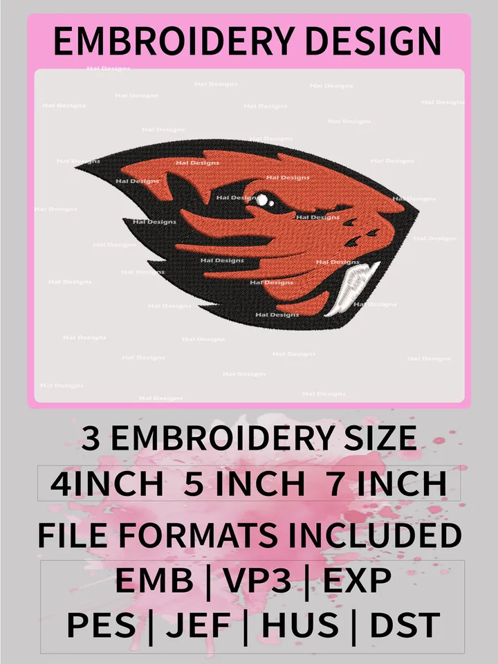 NCAA Oregon State Beavers Embroidery File, 3 Sizes, 6 Formats, NCAA Machine Embroidery Design, NCAA Logo, NCAA Teams