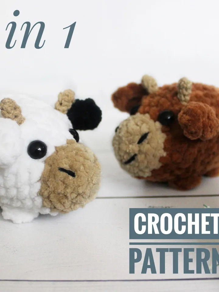 CROCHET PATTERN cow toy Cute bull toy Keychain cow toy Keychain bull toy Accessory for car Amigurumi tutorial PDF file