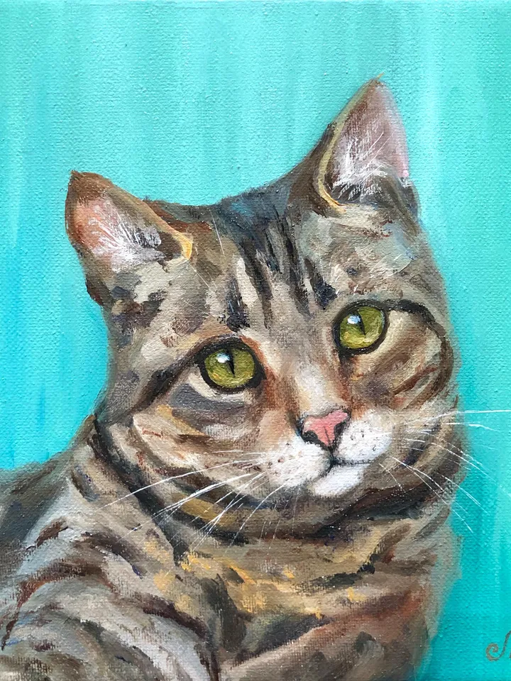 Cats Oil Painting Original Cat Portrait Animal Wall Art Pet Portrait