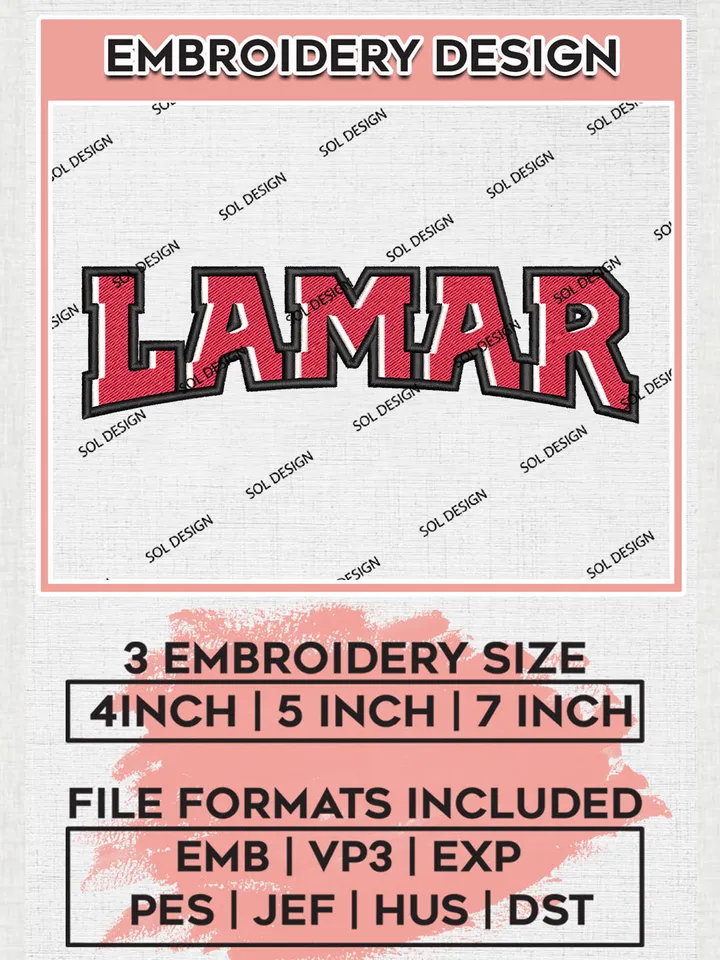 NCAA Lamar Team Word Logo Embroidery Design Files, NCAA Lamar Cardinals Machine Embroidery, NCAA Teams, 3 sizes, NCAA Machine embroidery designs, Digital Download