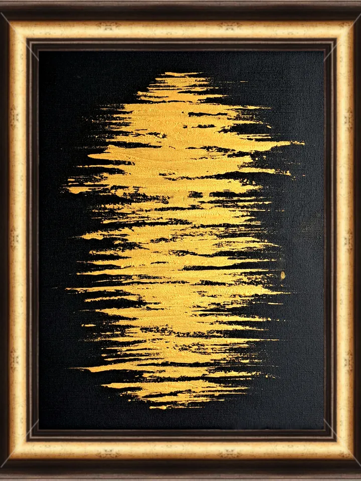 "El Dorado" interior painting black with gold on canvas abstract art modern art