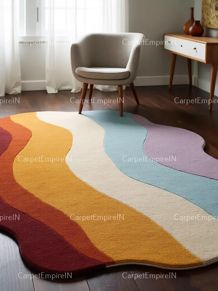 8x10 irregular-shaped rug, Hand-Tufted, handmade layered rug, personalized gift, housewarming gift, Living room rugs, kids' rug, Custom rug
