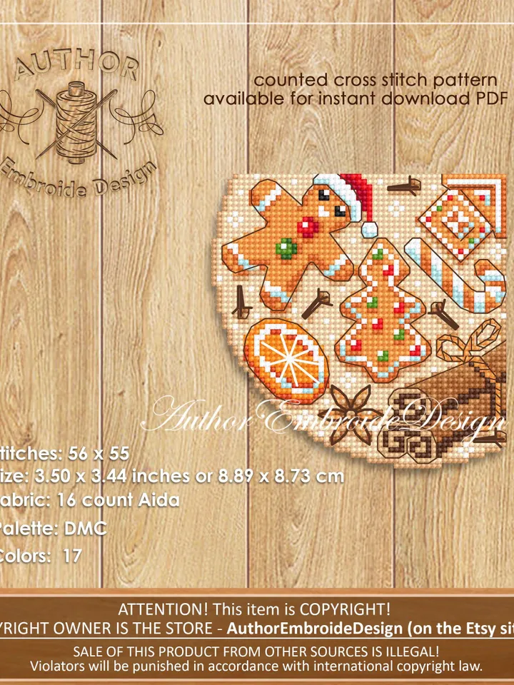 Corner bookmark cross stitch pattern PDF download Christmas gingerbread cross stitch chart, Christmas bookmark pattern digital PDF #N382