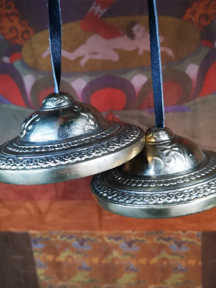 Gandhanra 9cm Tibetan Cymbals, Tingsha Bell,Buddhism Ritual Implement,Handmade in Nepal,Special OM Mantra