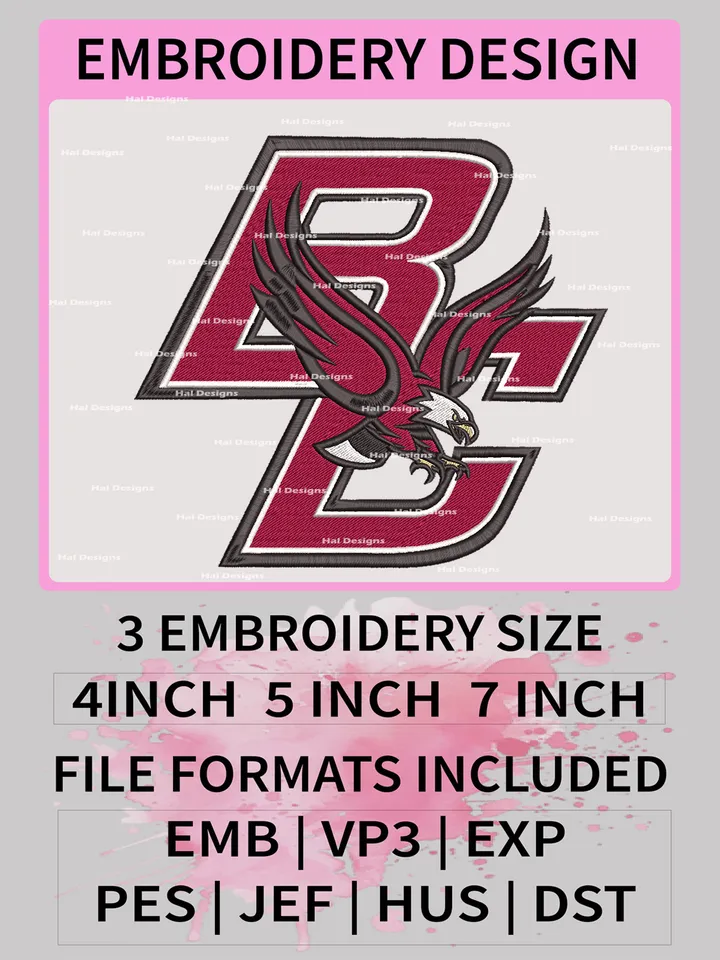 NCAA Boston College Eagles Embroidery File, 3 Sizes, 6 Formats, NCAA Machine Embroidery Design, NCAA Logo, NCAA Teams