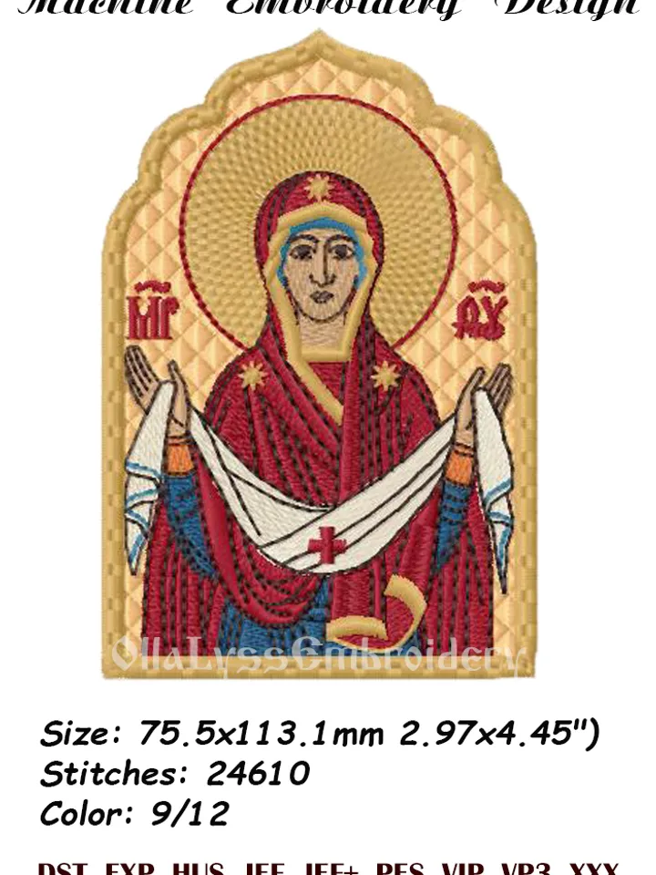 Protection of the Mother of God embroidery design