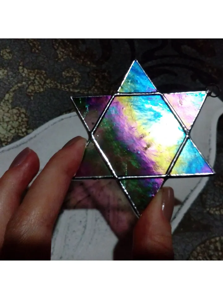 Hanukkah, jewish star, snowflake decorations, iridescent stained glass, Hanukkah 2022, Star of David, seals of Solomon