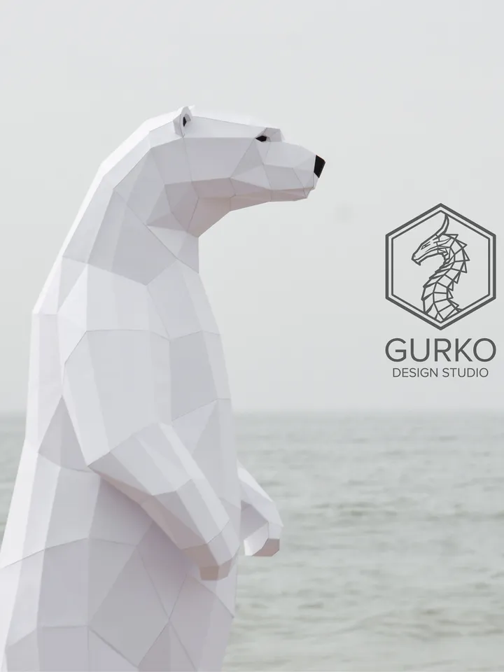 Polar Bear (2 metres) Papercraft, Digital Template, PDF Download, Gurko, Low Poly, Pepakura, Origami Sculpture, Paper Party Decor, DIY Gift