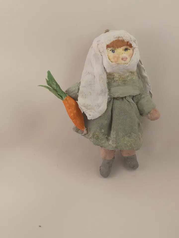 Small handmade Bunny Girl pendant doll. Cotton doll. Author's doll. New Year's decoration on the Christmas tree. Holiday gifts. Easter decor. Christmas decor. Xmas gifts. Xmas ornaments Made in 1 copy. Free shipping