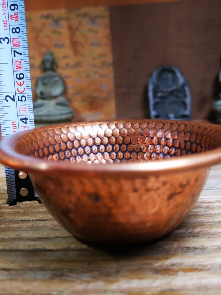 Gandhanra Handmade Tibetan Buddhist Water Offering Bowls,Yonchap Bowls,Made of Red Copper,1 Set of 7 Bowls
