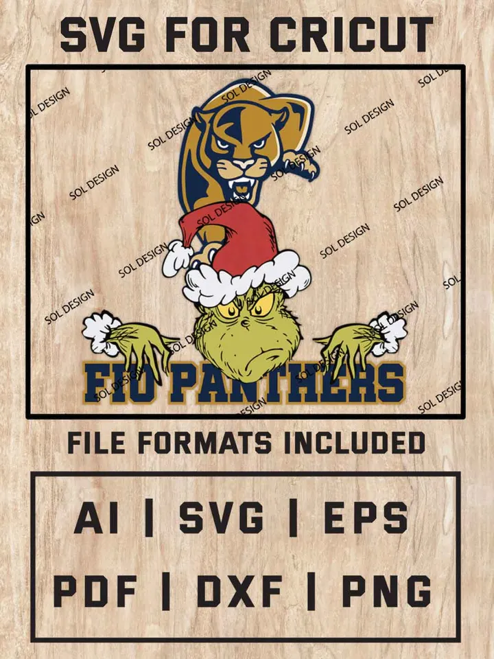 Grinch Florida International Panthers SVG, NCAA SVG Design, NCAA FIU Panthers SVG, NCAA Panthers Cricut, Christmas Svg, Grinch svg, Digital Download