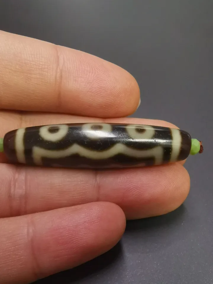 Gandhanra Antique Tibetan Dzi Bead(30 Years Old),Unique 5 Eyed Zee Bead,Protective Amulet Bead,Attract Wealth and Good Luck