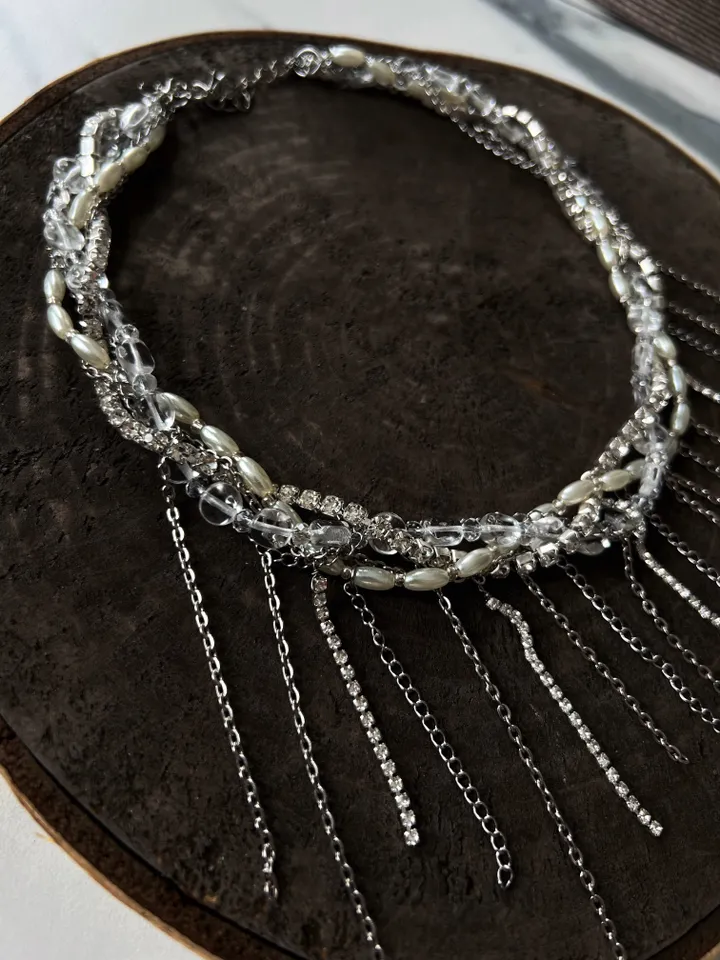 Chain necklace,layered necklace, grunge necklace, chain choker, Silver Choker, Layer Link necklace, Multi Strand necklace