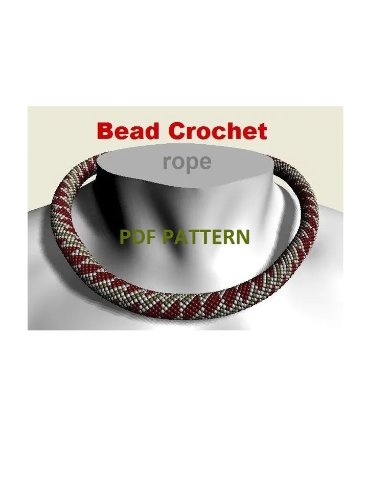 Bead crochet rope patterns for beading «Peekaboo» necklace and bracelet. Instant Download, PDF pattern