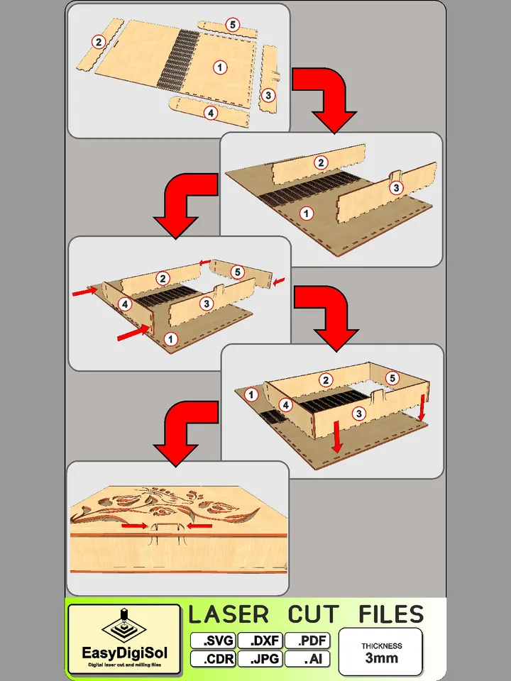 Wooden Box Fox Laser Cutting File for DIY Projects