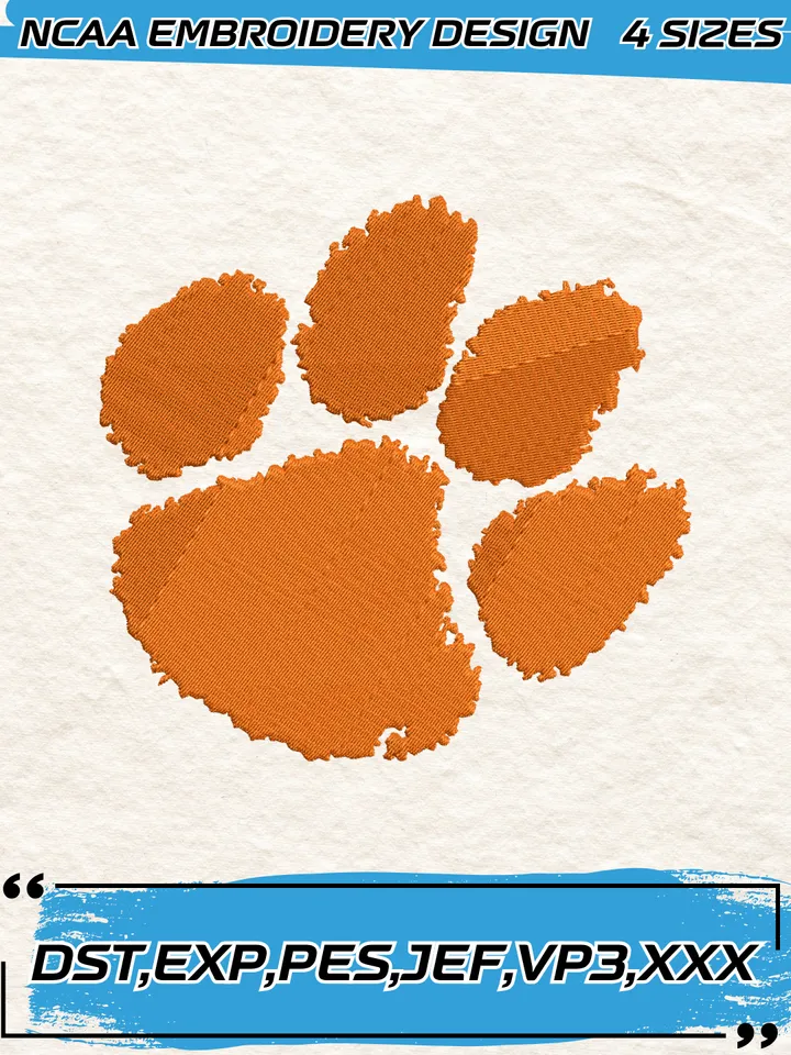 Clemson Tigers Logos Embroidery Design,NCAA Logo Embroidery Design,Machine Embroidery Design File,4 Sizes, Digital Download