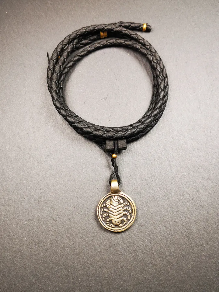 Gandhanra Handmade Tibetan Amulet,Scorpion Guru of Padmasambhava, Buddhist Scorpion Pendant, Made of Brass,0.87"