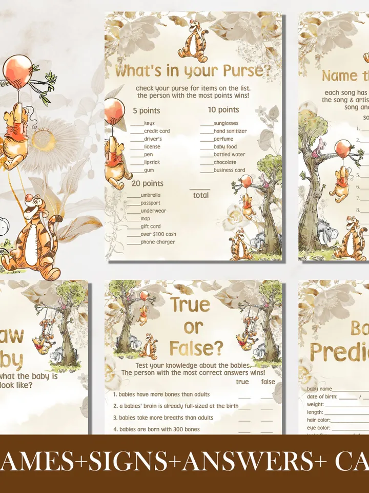 Winnie the Pooh Baby Shower Bundle; Large Winnie the Pooh Baby Shower Set; Honey Bear Baby Shower; We can Bearly Wait shower bundle; poom77