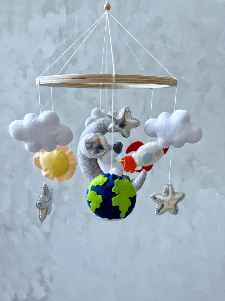 Space mobile baby boy Astronaut rocket space journey crib mobile