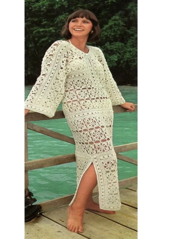 Crochet dress tunic women pattern pdf, crochet long dress, crochet tunic pattern instant download