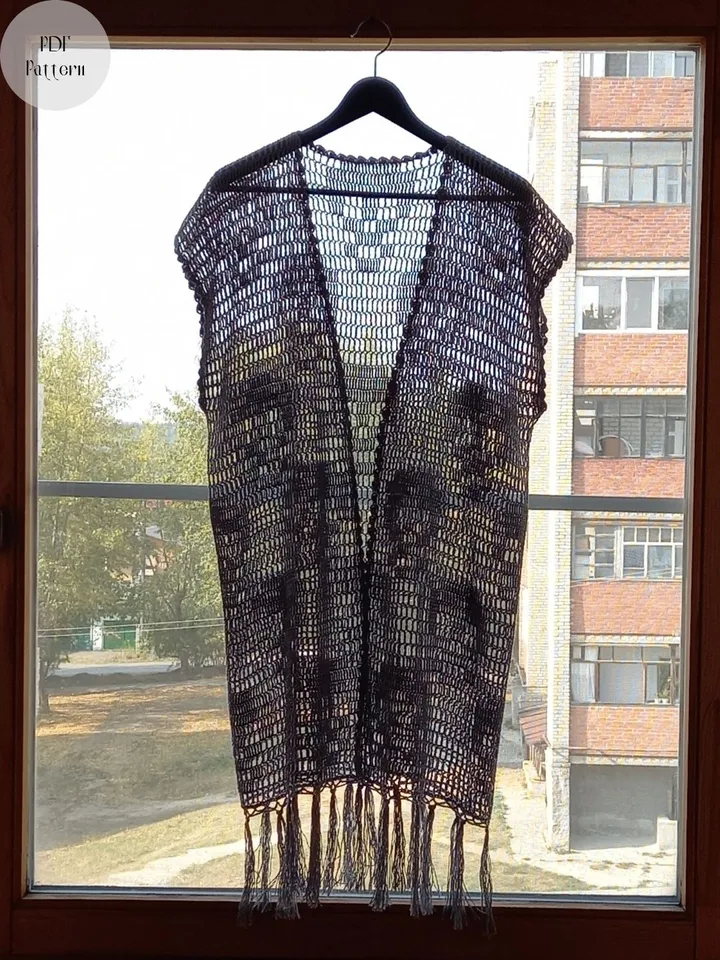 Crochet Pattern Skulls, Crochet pattern tunic, Boho summer cardigan, Beach tunic, PDF Pattern summer beach tunic