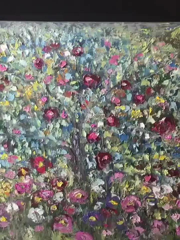 Curated visual reference: Visual Reference: Apple Tree Original Oil Impasto Style Textured Painting On Stretched