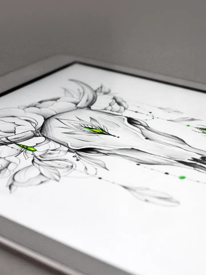 Cow Skull Tattoo Designs With Flowers Bull Skull Tattoo Ideas Design Sketch, Instant download JPG, PNG