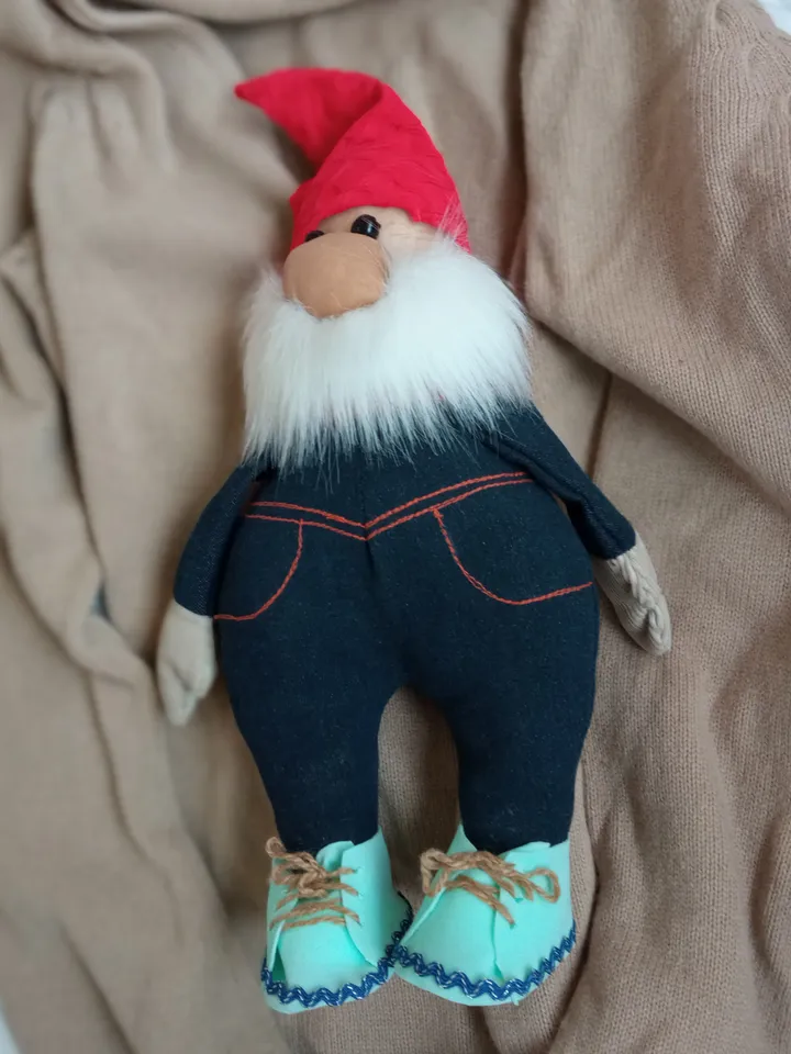 Cool denim gnome for interior decoration Handmade Christmas gnome Xmas gifts. Holidays gifts