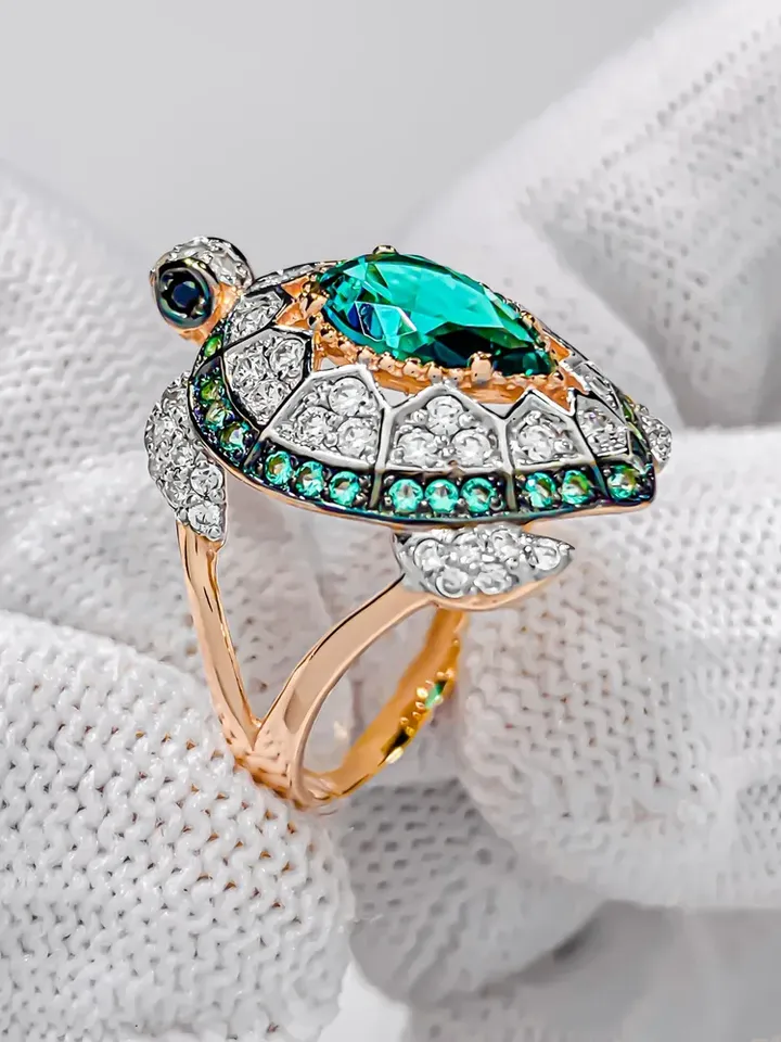 Ring Silver gold plated 925 assay value with paraiba
