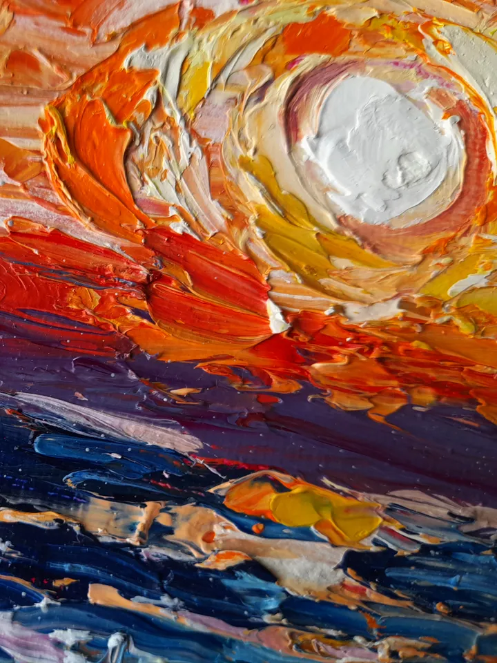 Oil painting Sunset on the sea 24x30 cm (9,5х11,8 inches)