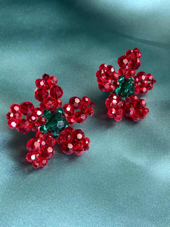 Crystal Flower Earrings Handmade