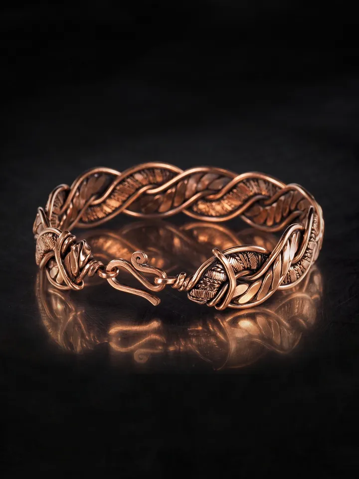 Woven copper wire bracelet Antique style handcrafted copper jewelry Unique gift
