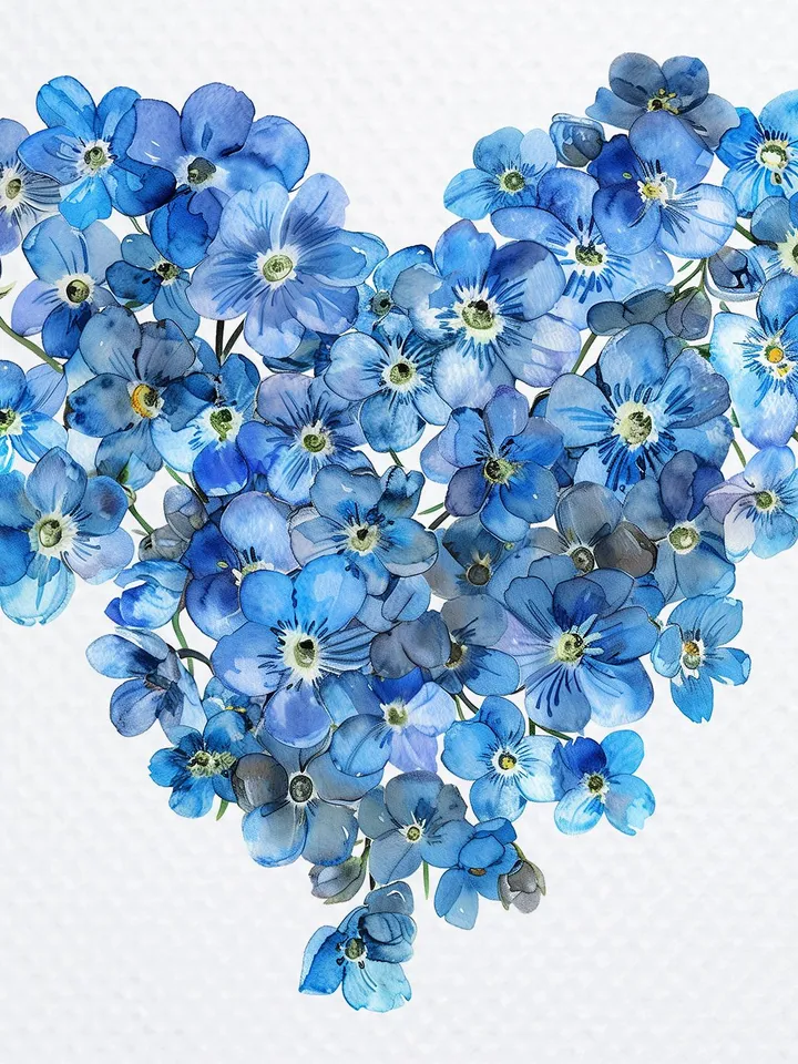 18 Floral Heart PNG Budnle, Сherry blossoms clipart, Forget me not, Watercolor clipart for sublimation,  Digital download, Paper craft