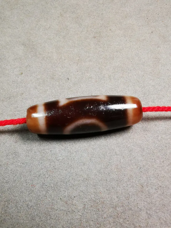 Gandhanra Tibetan Heaven & Earth Dzi Bead,Tibetan Chung,Protective Amulet,Small Size 38*12 mm