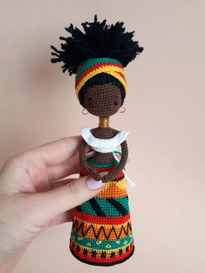 Pattern African Doll, Pattern Crochet African doll, Pattern Black Doll