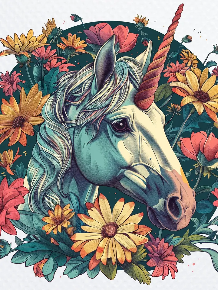 14 Magical Unicorn in flowers Clipart, Unicorn Сlip Art, Cute Unicorn digital download, Flower Unicorn Png, sublimation Unicorn Png