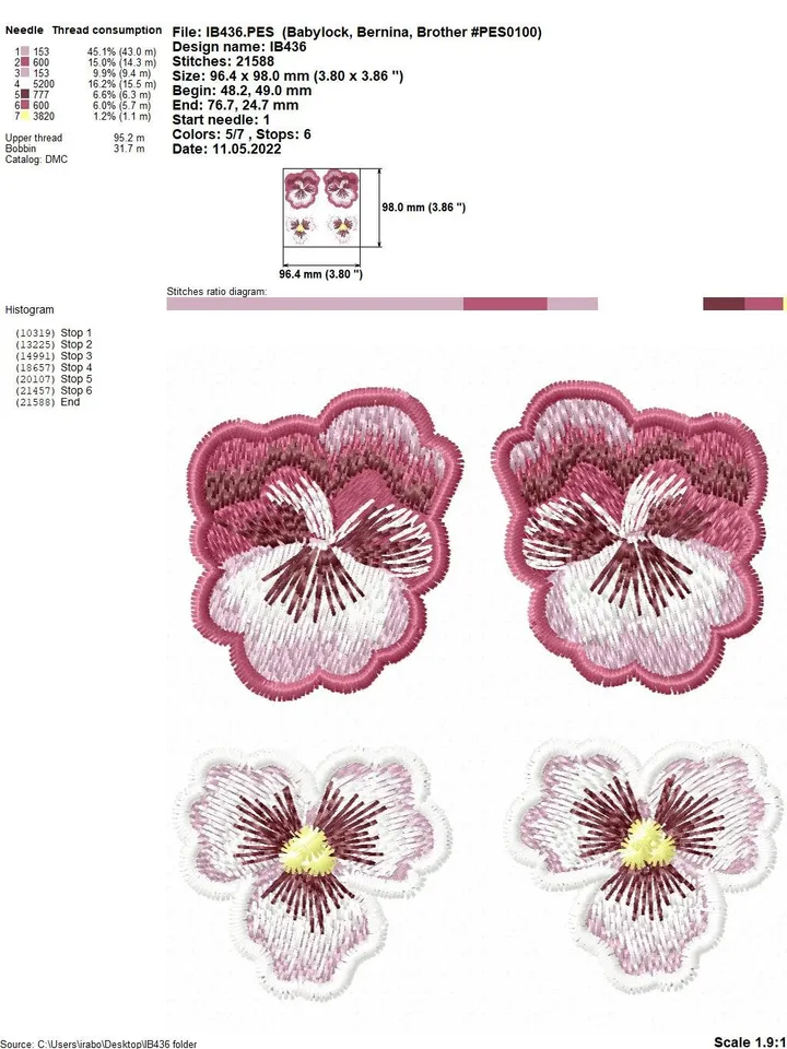 Free Standling Lace Machine Embroidery Design Pansies earrings Jewelery Embroidery Pattern FSL embroidery pattern
