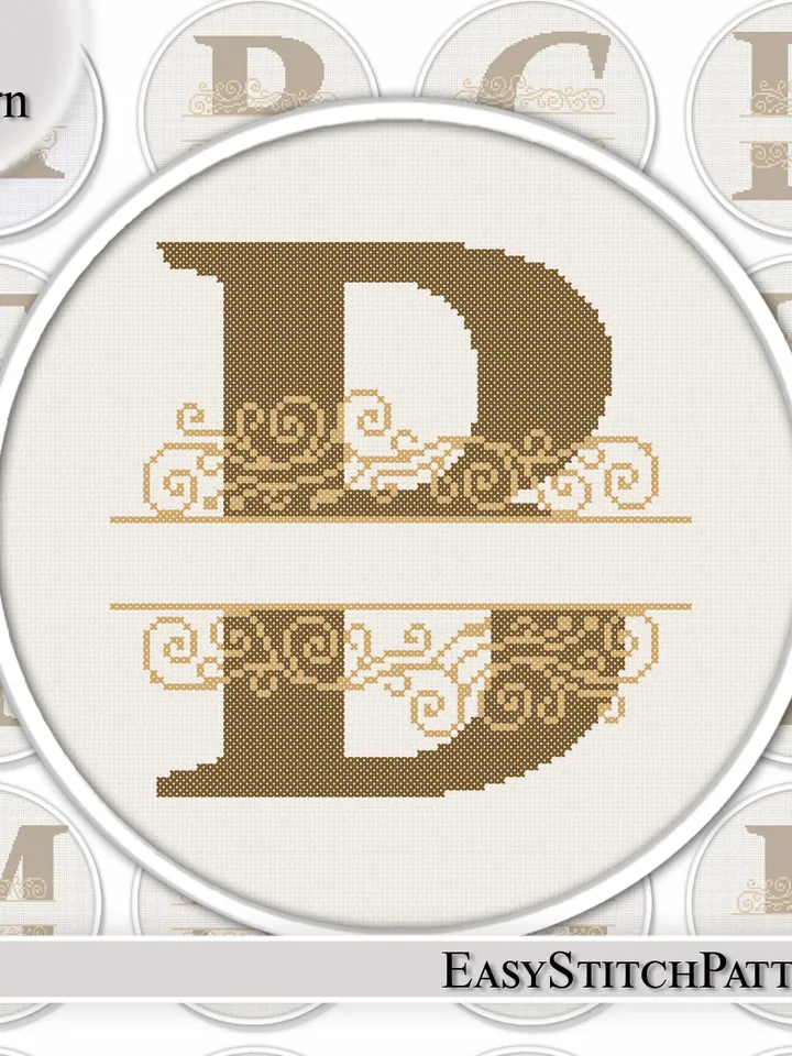 Monogram cross stitch pattern. DIY. Letter B cross stitch pattern. Wedding cross stitch pattern.