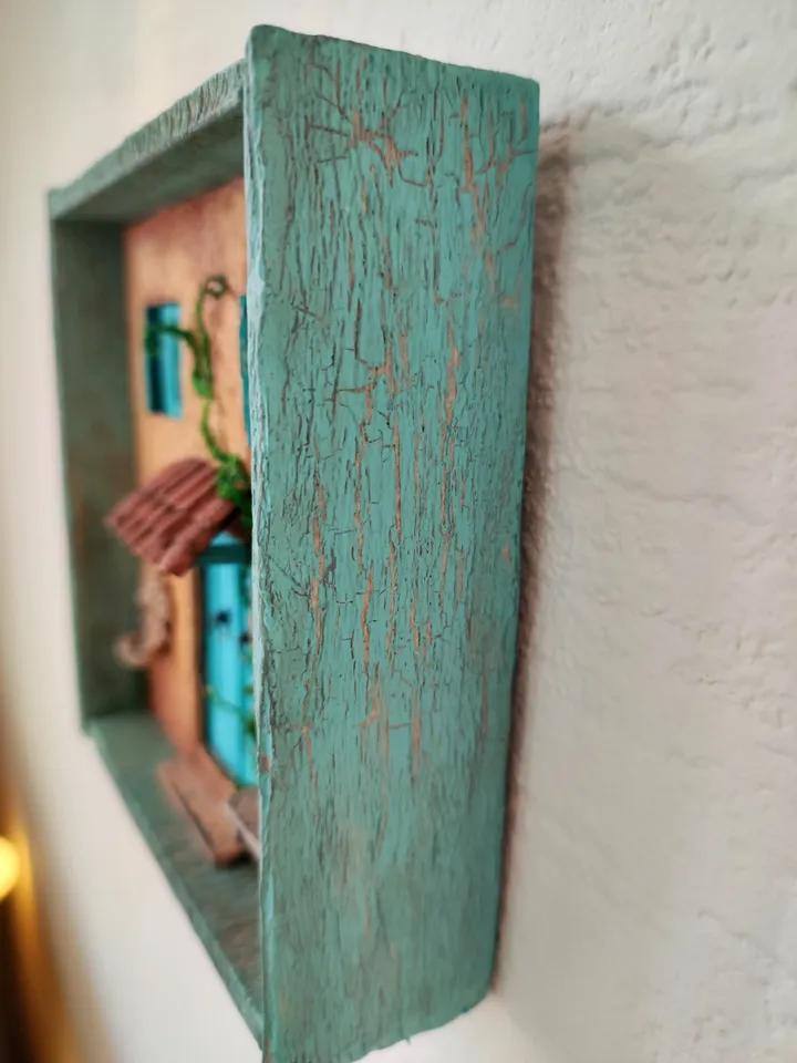 Shadow box 3D painting miniature on the wall Old Italian House