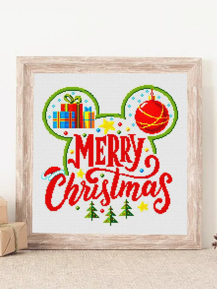 Christmas cross stitch pattern download PDF Christmas mouse ears pattern digital PDF Winter holiday xstitch chart DIY Christmas decor #N27