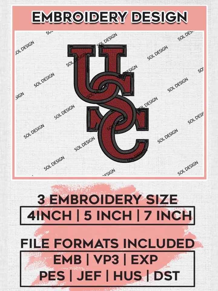 NCAA South Carolina Gamecocks SCU Team Logo Machine Embroidery Design, NCAA South Carolina Gamecocks Team Design Design files, NCAA Team Embroidery Designs, NCAA Machine Embroidery Designs, Digital Download